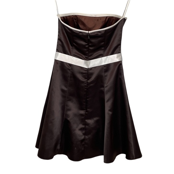 Jessica McClintock x Gunne Sax Brown/Ecru Formal Strapless Satin Dress Tulle 5/6 - Picture 4 of 10